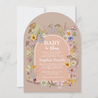 Baby In bloom Wildflower Blush Pink Invitation