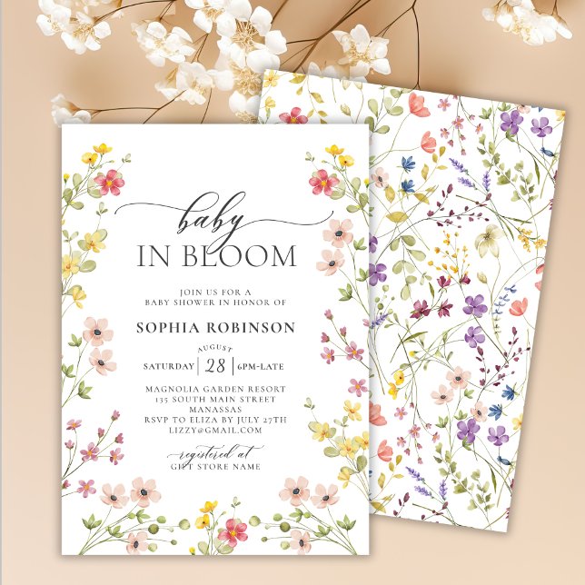 Baby in Bloom Wildflower Bohemian Baby Shower  Invitation (Creator Uploaded)