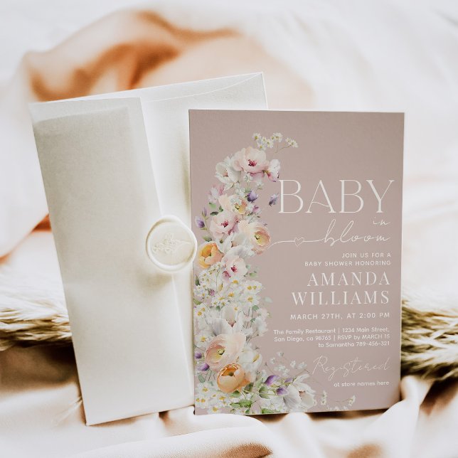 Baby in Bloom Wildflower Boho Baby Girl Shower Invitation (Creator Uploaded)