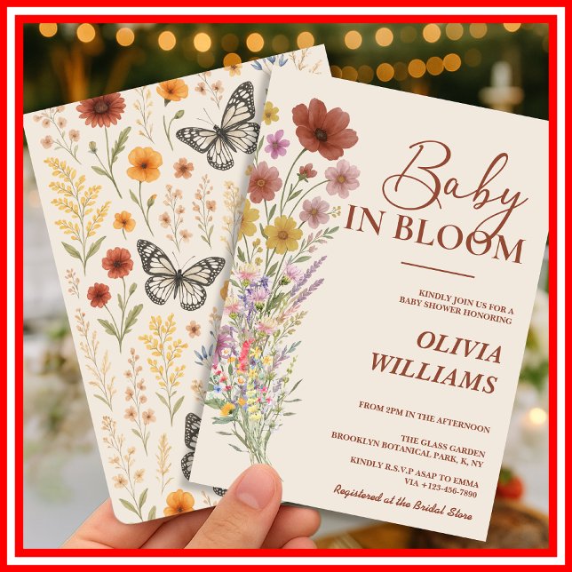 Baby in Bloom Wildflower Boho Baby Shower Invitation (Creator Uploaded)
