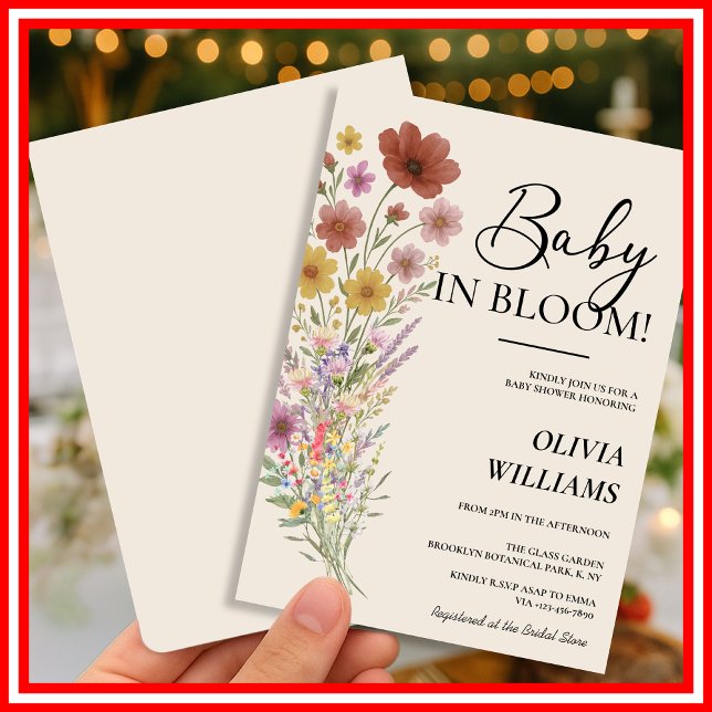 Baby in Bloom Wildflower Boho Baby Shower Invitation (Creator Uploaded)