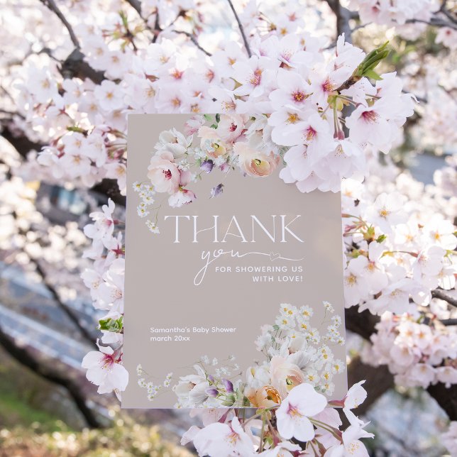 Baby in Bloom Wildflower Boho Baby Shower Thank You Card (Creator Uploaded)