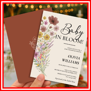 Baby in Bloom Wildflower Burnt Orange Baby Shower Invitation