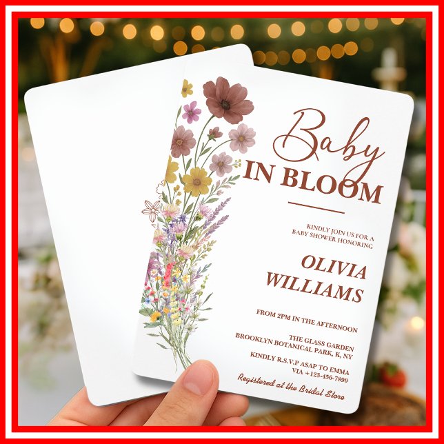 Baby in Bloom Wildflower Burnt Orange Baby Shower Invitation (Creator Uploaded)