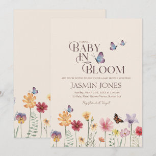 Baby In Bloom Wildflower Butterfly Baby Shower Invitation