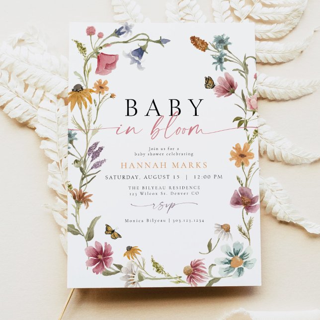 Baby In Bloom Wildflower Butterfly Baby Shower Invitation (Creator Uploaded)