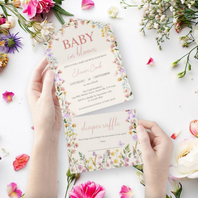Baby in Bloom Wildflower Colourful Baby Shower All In One Invitation (Creator Uploaded)