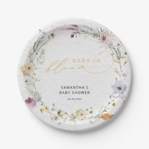 Baby in Bloom Wildflower Cute Baby Shower  Paper Plate