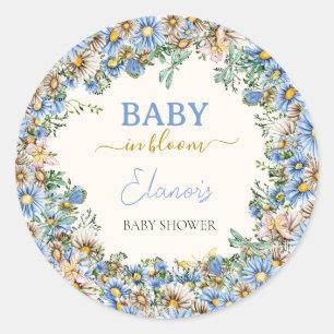 Baby in Bloom Wildflower Elegant Boy Baby Shower Classic Round Sticker