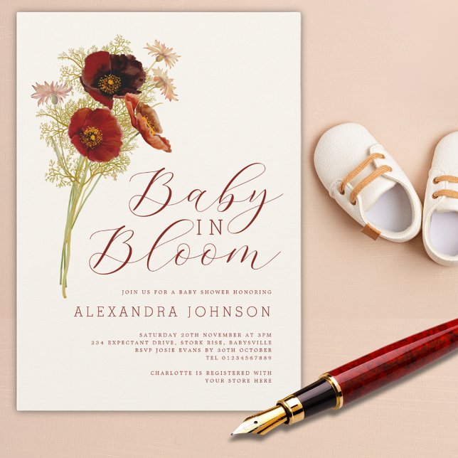 Baby in Bloom Wildflower Fall Baby Shower Invitation (Wildflower fall baby shower invitation)