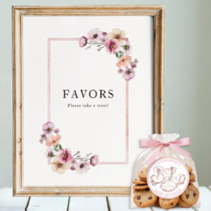 Baby in Bloom Wildflower Favours Sign – Dusty Pink