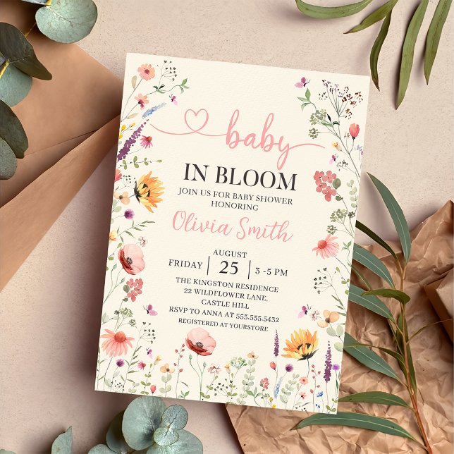 Baby In Bloom Wildflower Floral Baby Shower Invitation (Creator Uploaded)