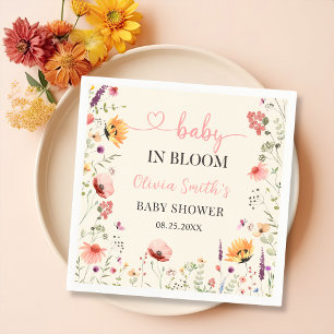 Baby In Bloom Wildflower Floral Baby Shower Napkin
