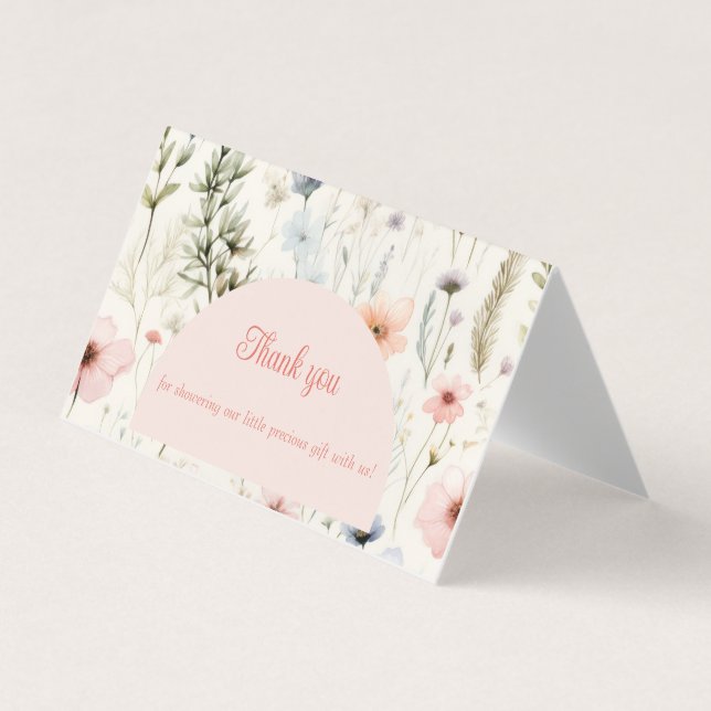 Baby in Bloom Wildflower Floral Baby Shower Thanks Business Card (Front)