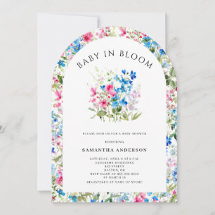 Baby In Bloom Wildflower Floral Girl Baby Shower  Invitation