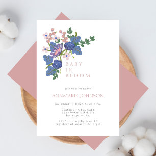 Baby In Bloom Wildflower Floral Pink Baby Shower Invitation
