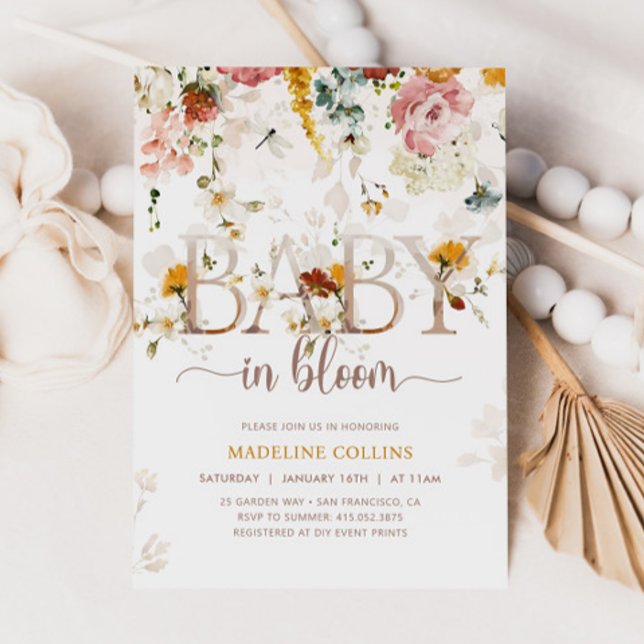 Baby In Bloom Wildflower Garden Baby Shower Invitation (Creator Uploaded)