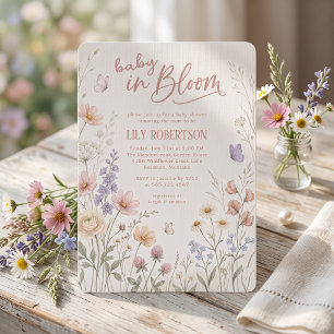Baby in Bloom Wildflower Garden Girl Baby Shower Invitation