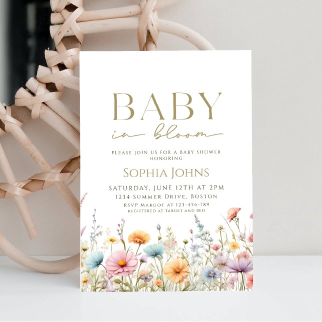 Baby In Bloom wildflower gender neutra Baby Shower Invitation (Creator Uploaded)