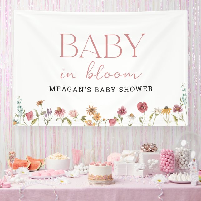 Baby In Bloom Wildflower Girl Baby Shower  Banner (Party)