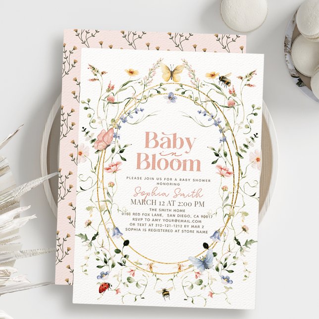 Baby in Bloom Wildflower Girl Baby Shower Invitation (Creator Uploaded)
