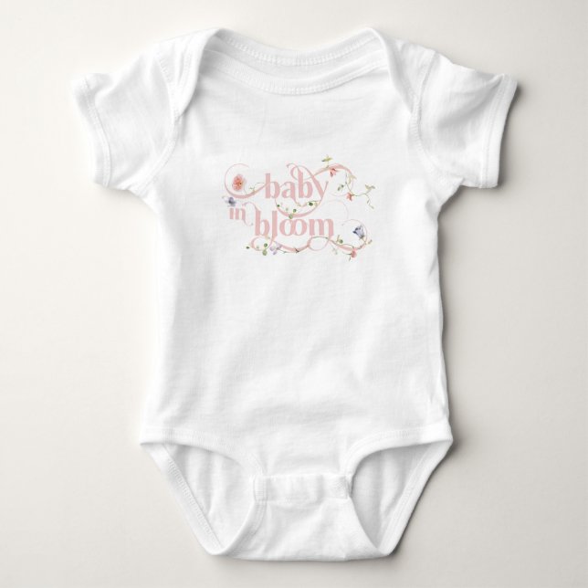 Baby in Bloom Wildflower Girl Pink Baby Shower Baby Bodysuit (Front)