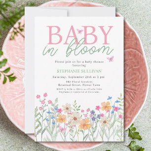 Baby in Bloom Wildflower Girl's Baby Shower Invitation