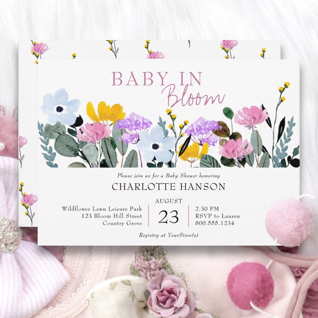 Baby in Bloom Wildflower Lawn Baby Shower Invitation (Baby in Bloom baby shower invitation from my Wildflower Lawn collection)