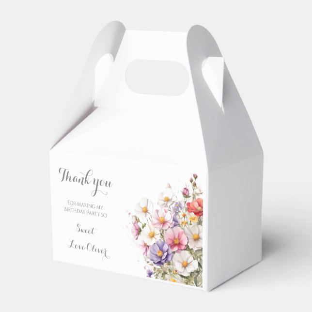 Baby in Bloom WildFlower Lilac Baby Shower Favour Box (Front Side)