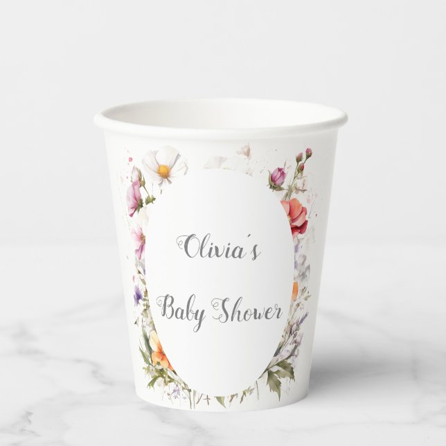 Baby in Bloom WildFlower Lilac Baby Shower Paper Cups (Front)