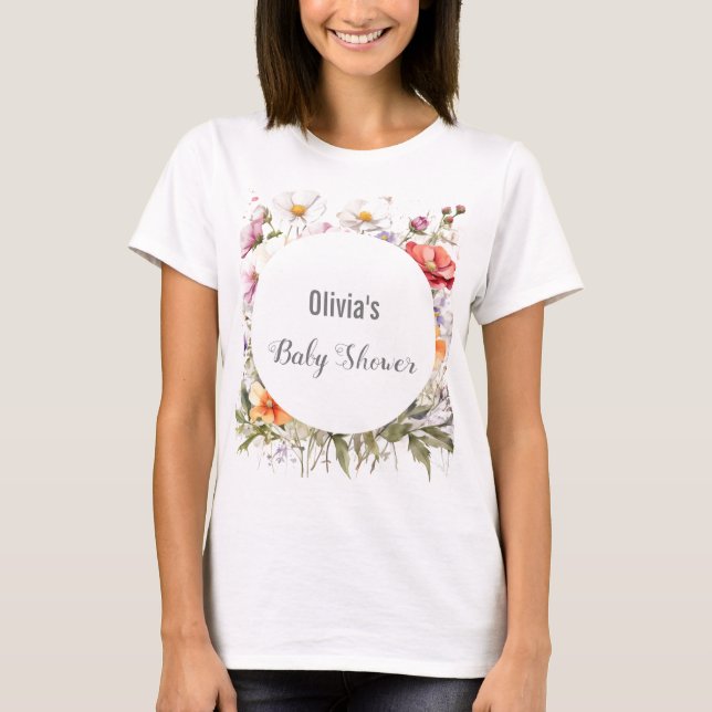 Baby in Bloom WildFlower Lilac Baby Shower T-Shirt (Front)