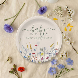 Baby in Bloom Wildflower Meadow Baby Shower Paper Plate