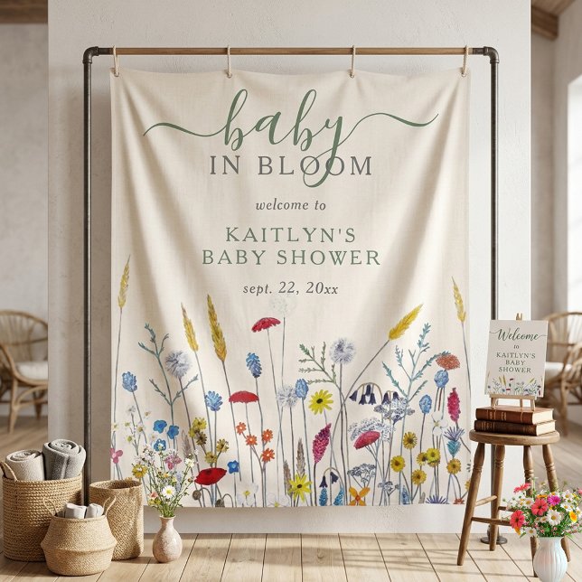 Baby in Bloom Wildflower Meadow Baby Shower Tapestry (Creator Uploaded)