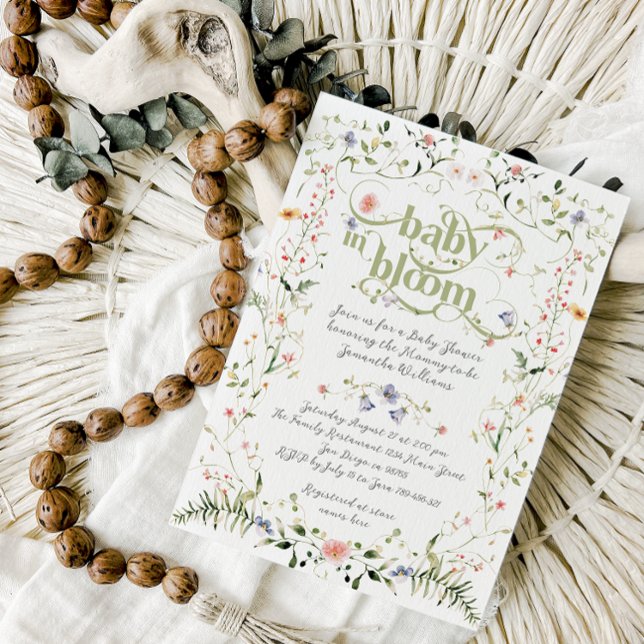 Baby in Bloom Wildflower Modern Floral Baby Shower Invitation (Creator Uploaded)