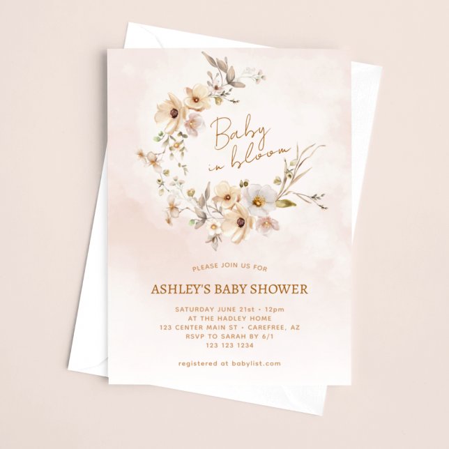 Baby in Bloom Wildflower Pink Baby Shower Invitation (Creator Uploaded)