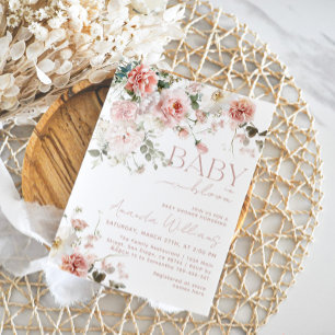 Baby in Bloom Wildflower Pink Girl Baby Shower Invitation