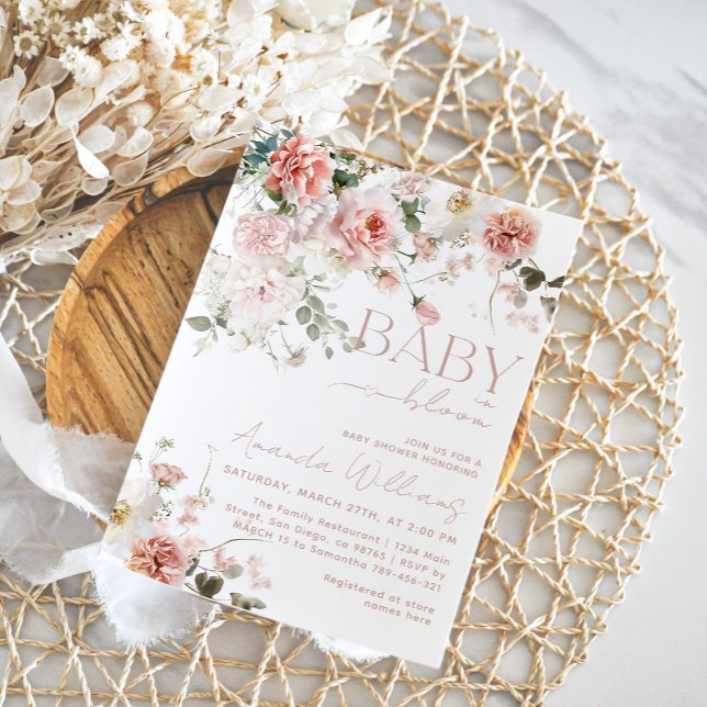 Baby in Bloom Wildflower Pink Girl Baby Shower  Invitation (Creator Uploaded)