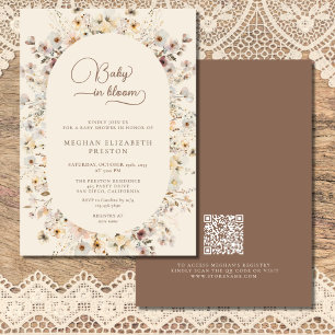 Baby in Bloom Wildflower QR Code Baby Shower  Invitation