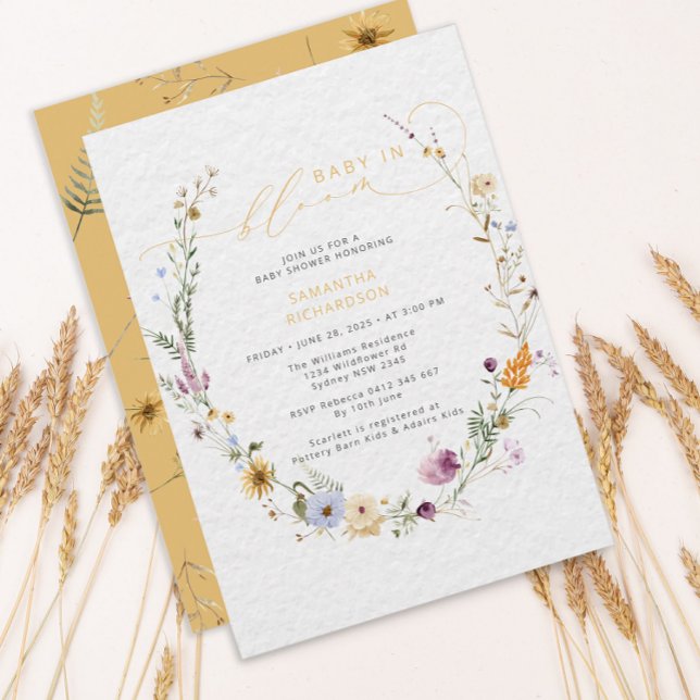Baby in Bloom Wildflower Rustic Baby Shower Invitation (Creator Uploaded)
