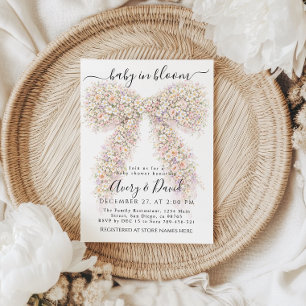 Baby in bloom wildflower spring Bow Baby Shower  Invitation