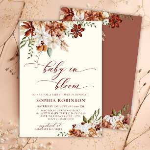 Baby in Bloom Wildflower Terracotta Baby Shower Invitation