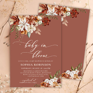Baby in Bloom Wildflower Terracotta Baby Shower Invitation