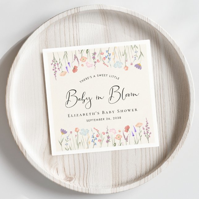 Baby in Bloom Wildflower Watercolor Baby Shower Napkin (Creator Uploaded)