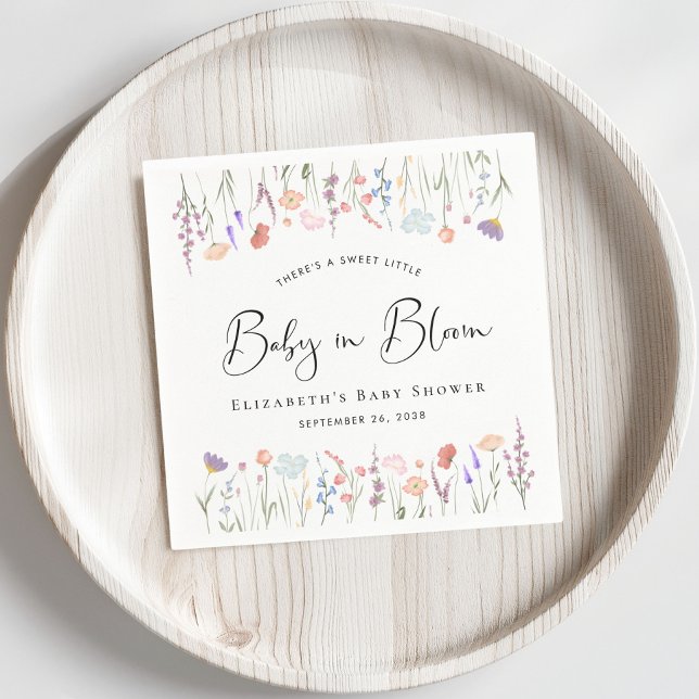 Baby in Bloom Wildflower Watercolor Baby Shower Napkin (Creator Uploaded)