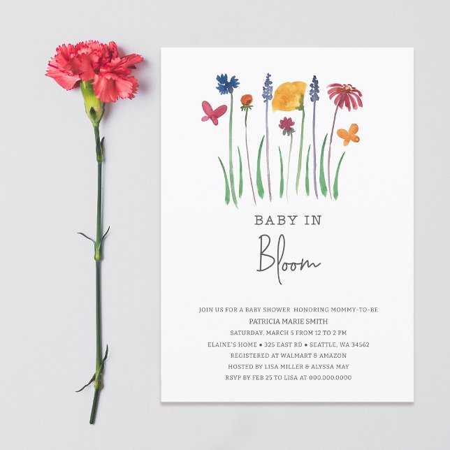 Baby in Bloom Wildflowers Baby Girl Baby Shower Invitation (Baby in Bloom Wildflowers Baby Girl Baby Shower Invitation)