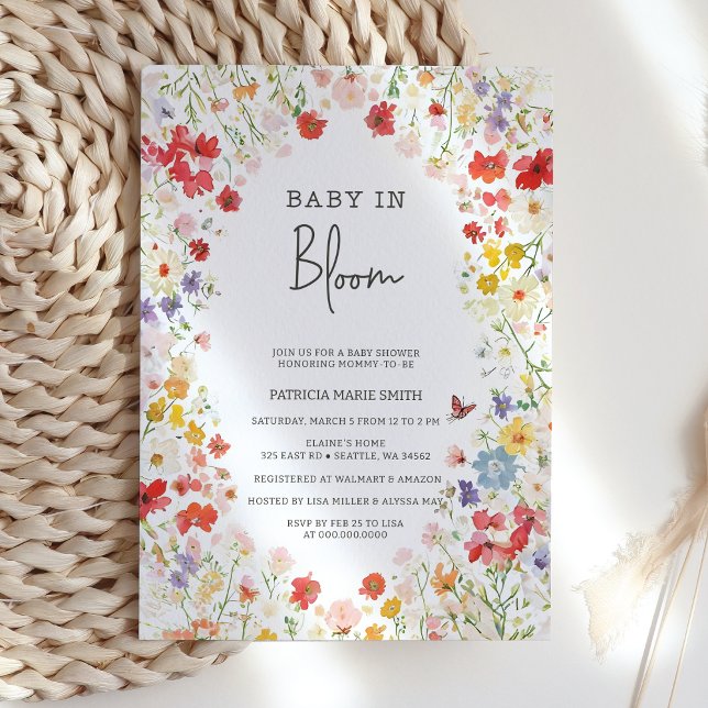 Baby in Bloom Wildflowers Baby Girl Baby Shower Invitation (Baby in Bloom Wildflowers Baby Girl Baby Shower Invitation)
