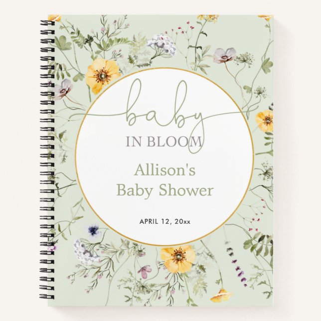 Baby in bloom Wildflowers baby shower guest book (Front)