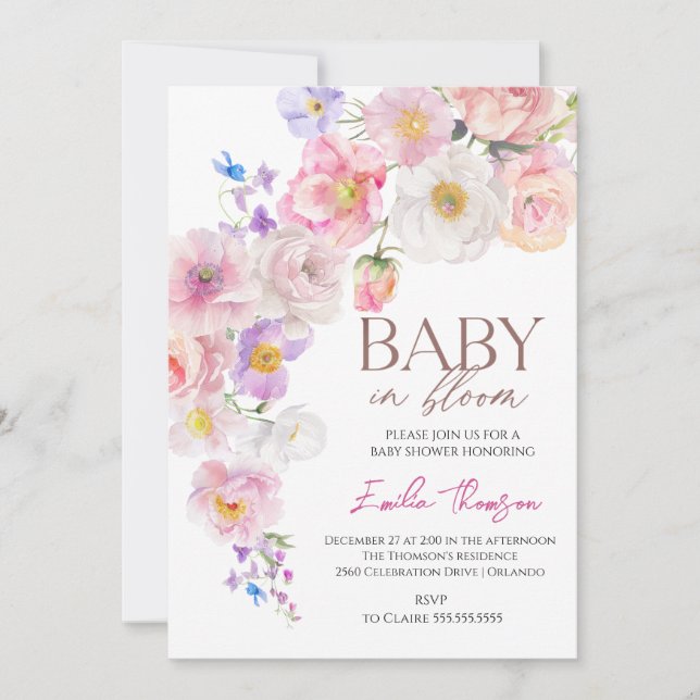  Baby in Bloom Wildflowers Baby Shower Party  Invitation (Front)