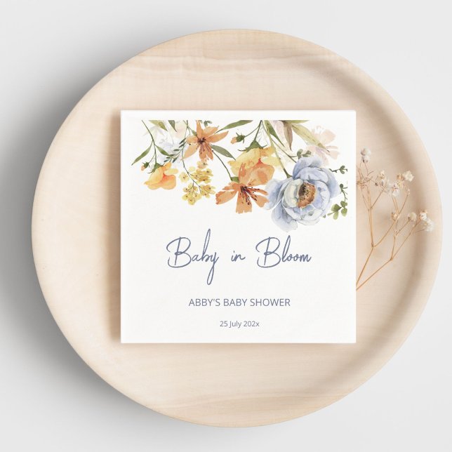 Baby in bloom wildflowers baby shower printed napkin (Creator Uploaded)