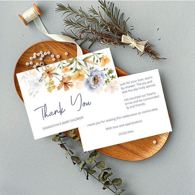 Baby in bloom wildflowers baby shower thank you card (Baby in bloom wildflowers baby shower thank you card )